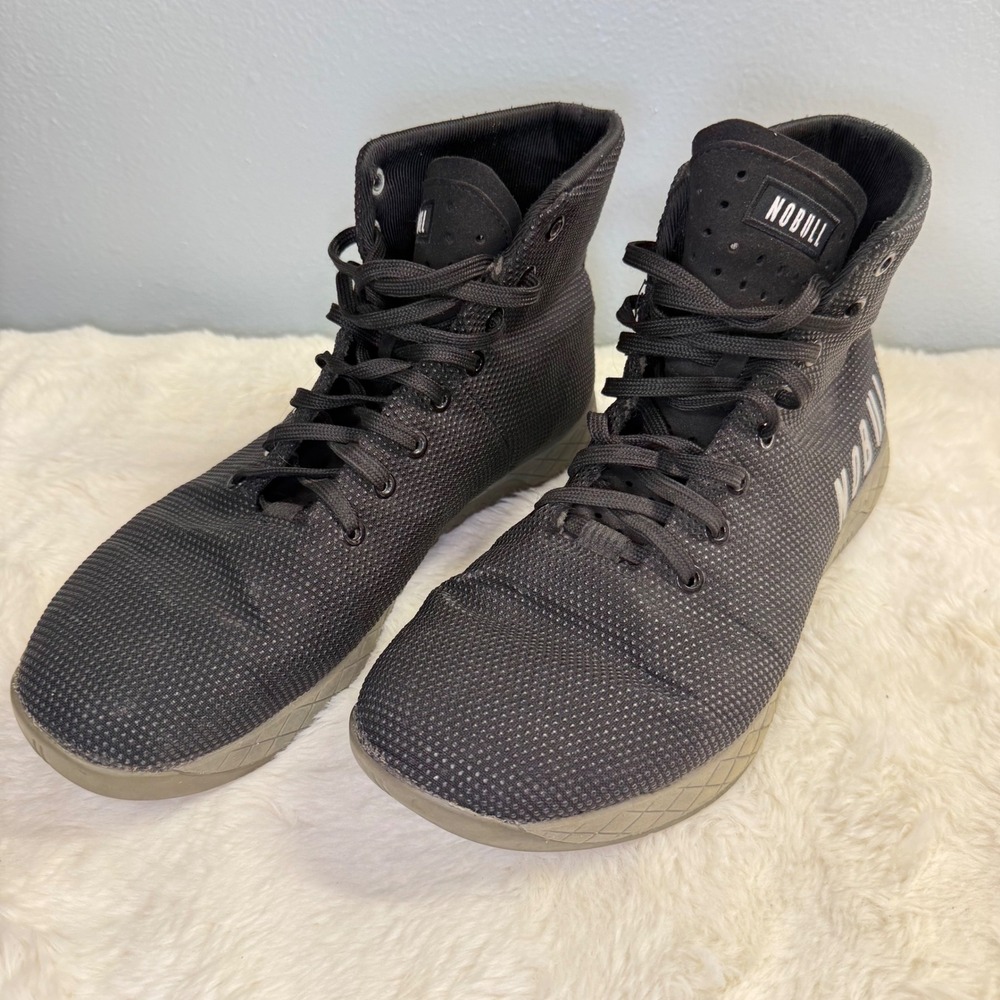 NOBULL High Top Trainer Shoes Mens Size 11.5 Black Superfabric Gym Sneakers